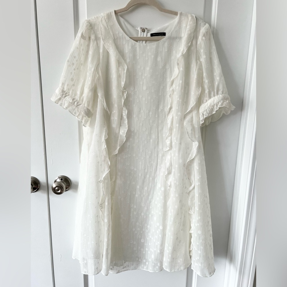Tommy Hilfiger White Ruffle Mini Dress Size 16 - Picture 1 of 6